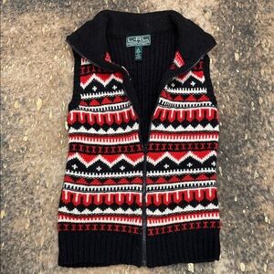 Ralph Lauren Black and Red Zip Up Sweater Vest